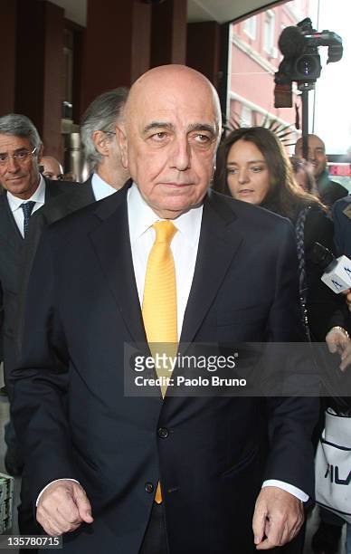 Adriano Galliani, President of AC Milan, reacts after a "Tavolo Della Pace" Meeting on December 14, 2011 in Rome, Italy.