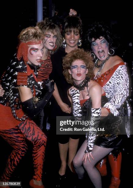 Actress/Singer Liza Minnelli, actress Carolyn Casanave, actress Lorna Patterson, actress Vicki Lewis and actress Camille Saviola backstage at a...