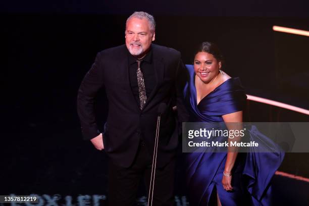 Vincent D'Onofrio and Deborah Mailman present the AACTA Award for Best Supporting Actor in Film during the 2021 AACTA Awards Presented by Foxtel...