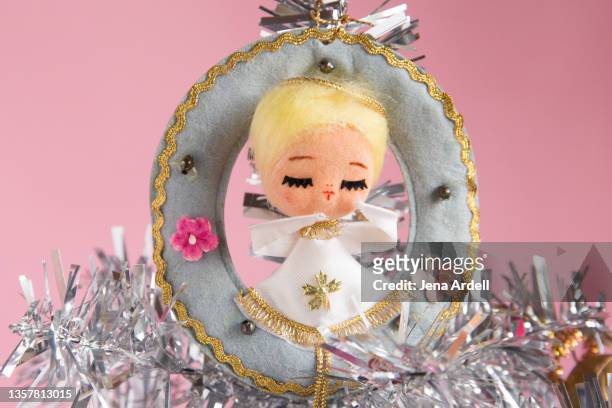 vintage christmas angel christmas tree topper - christmas tree 50's stock pictures, royalty-free photos & images