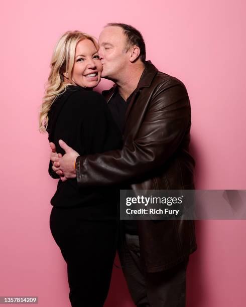 Jeanie Buss and Jay Mohr attend PrettyLittleThing x Lakers at Staples Center on December 07, 2021 in Los Angeles, California.