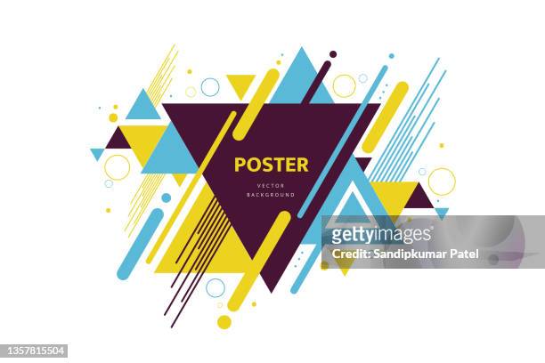 abstract geometric composition forms modern background with decorative triangles - fashion stock illustrations