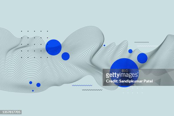 stockillustraties, clipart, cartoons en iconen met abstract dot particle of blue design element background. - abstract wave