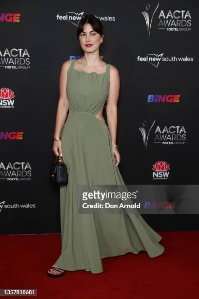 Charlotte Best arrives ahead of the 2021 AACTA Awards Presented by Foxtel Group at the Sydney Opera House on December 08, 2021 in Sydney, Australia.