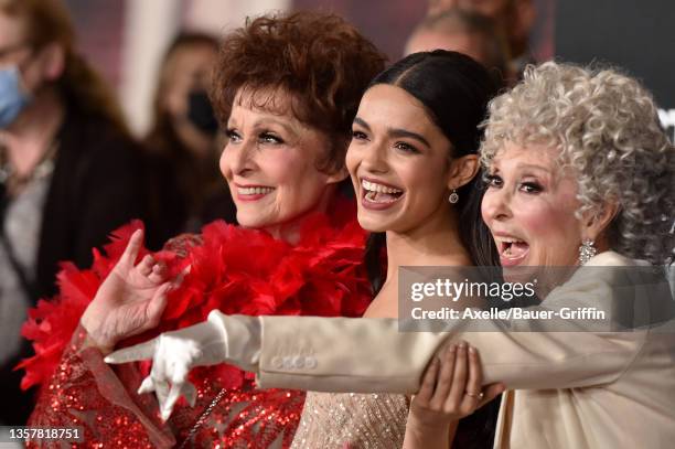 Carol Lawrence, Rachel Zegler and Rita Moreno attend Disney Studios' Los Angeles Premiere of "West Side Story" at El Capitan Theatre on December 07,...