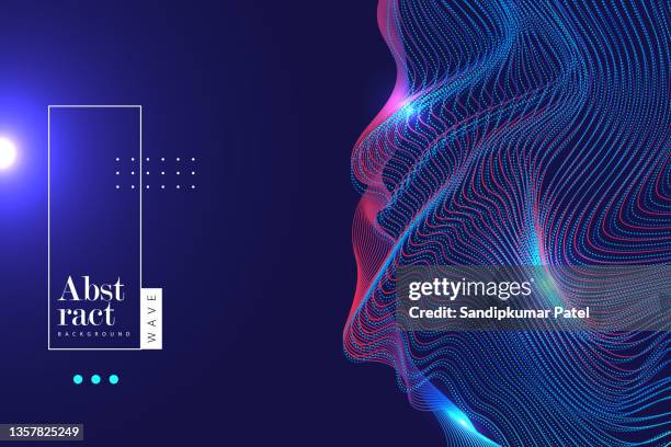 array with dynamic emitted particles. water splash imitation. abstract background - gravity waves stock illustrations