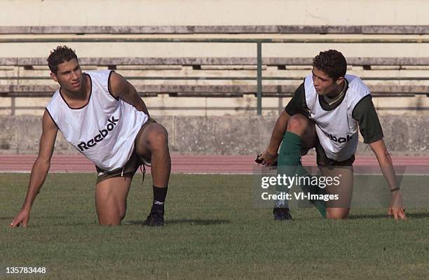 Ricardo Quaresma ,Cristiano Ronaldo of Sporting Lisbon during a training on August 27, 2001 in Lisbon, Portugal.