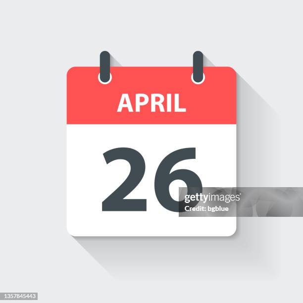 ilustrações de stock, clip art, desenhos animados e ícones de april 26 - daily calendar icon in flat design style - abril