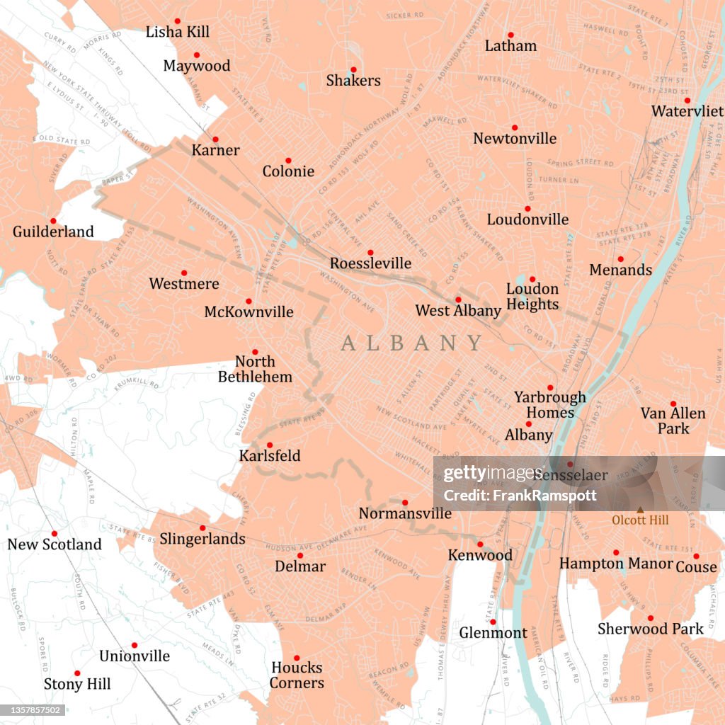 NY Albany Albany Vector Road Map