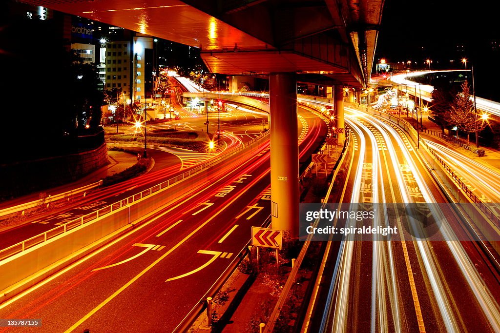 Night cityscape traffic