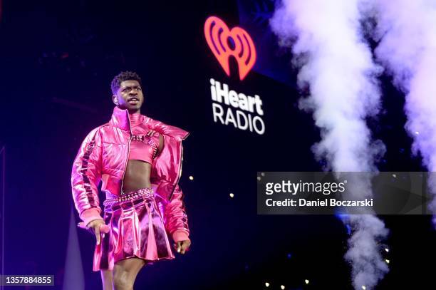Lil Nas X performs onstage during iHeartRadio 103.5 KISS FM’s Jingle Ball 2021 Presented by Capital One at Allstate Arena on December 7, 2021 in...