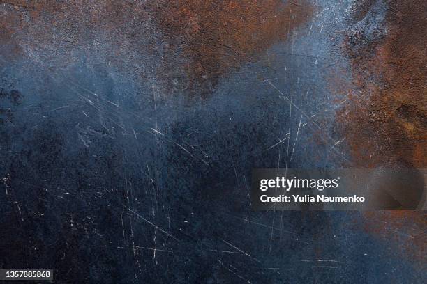 rust on metal. grunge metal background or texture with scratches and cracks - metallic look stock-fotos und bilder