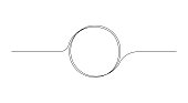 Continuous one line drawing of black circle. Round frame sketch outline on white background. Doodle vector illustration