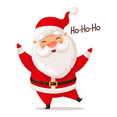 Cute dancing Santa Claus, Christmas vector illustration
