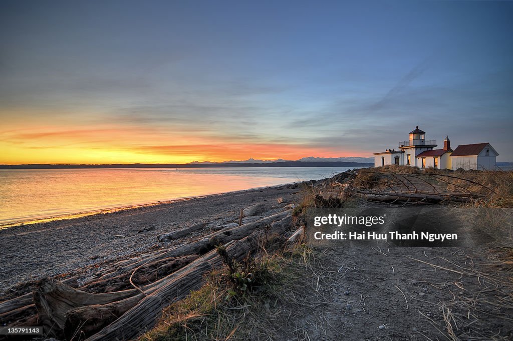 West point lighthouse, sunset