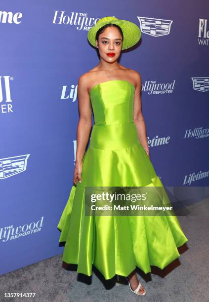 Tessa Thompson attends The Hollywood Reporter 2021 Power 100 Women in Entertainment, presented by Lifetime at Fairmont Century Plaza on December 08,...