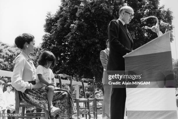 Valéry Giscard d'Estaing, sa femme Anne-Aymone Giscard d'Estaing et l'une de leur fille en visite en Corse le 8 Juin 1978.