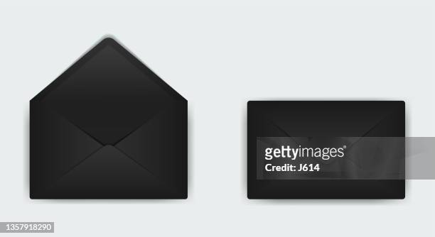 stockillustraties, clipart, cartoons en iconen met black envelope - envelop