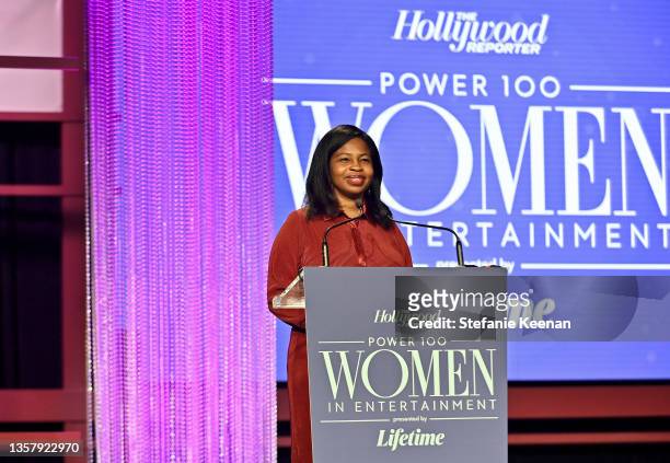 Editorial Director of The Hollywood Reporter Nekesa Mumbi Moody speaks onstage at The Hollywood Reporter 2021 Power 100 Women in Entertainment,...