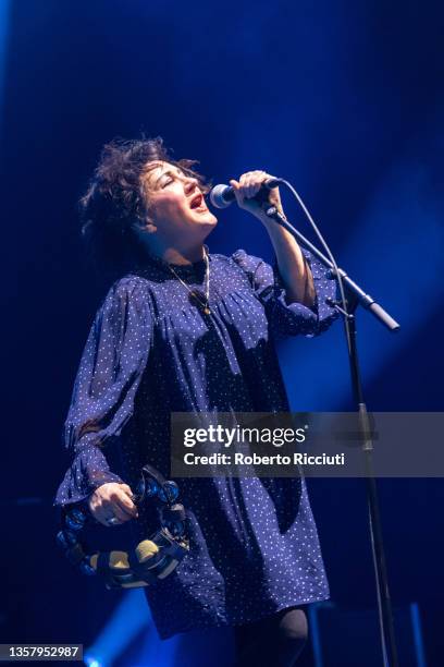 Lorraine McIntosh of Deacon Blue performs on stage at Usher Hall on December 08, 2021 in Edinburgh, Scotland.