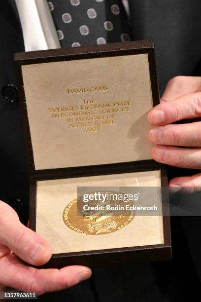 David Julius poses with his medal after receiving Nobel Prize in Physiology or Medicine 'for their discoveries of receptors for temperature and...