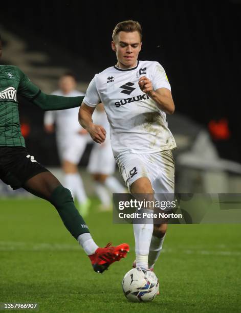 Scott Twine of Milton Keynes Dons in action during the Sky Bet League One match between Milton Keynes Dons and Plymouth Argyle at Stadium mk on...