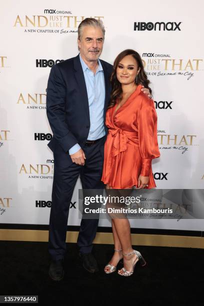 Chris Noth and Tara Wilson attend HBO Max's premiere of "And Just Like That" at Museum of Modern Art on December 08, 2021 in New York City.