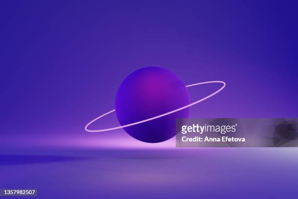 3d models of astronomical body on blue-purple background. trendy futuristic backdrop for your design. demonstrating color of 2022 year - cosmos flower fotografías e imágenes de stock