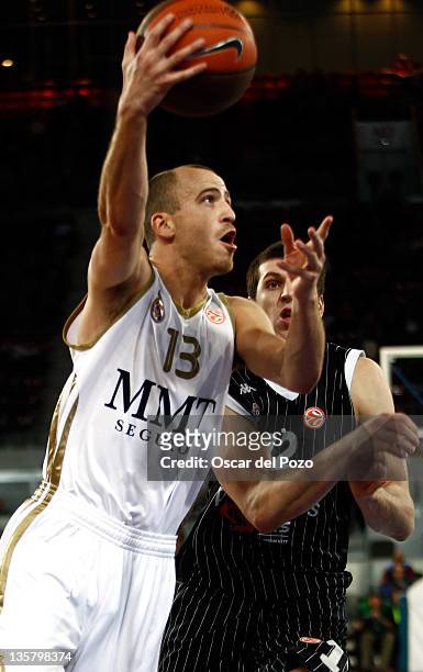 Sergio Rodriguez, #13 of Real Madrid in action during the 2011-2012 Turkish Airlines Euroleague Regular Season Game Day 9 between Real Madrid v...