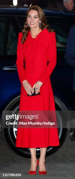 Catherine, Duchess of Cambridge attends the 'Together at Christmas' community carol service at Westminster Abbey on December 8, 2021 in London,...