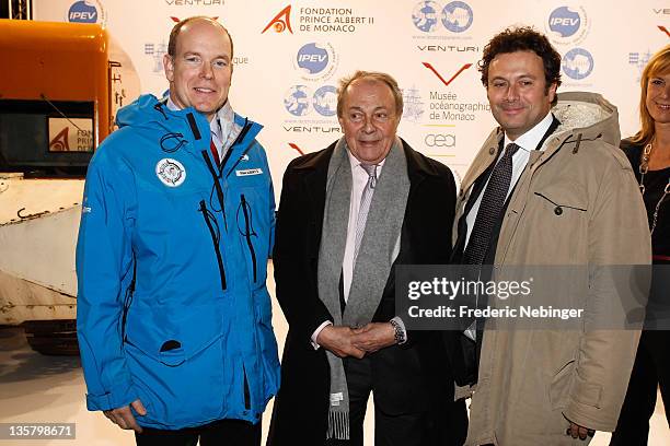 Prince Albert II of Monaco, French Ambassador of the Artic and Antartic Zone Michel Rocard and Gildo Pastor Palanca during the 'Antarctica' - South...