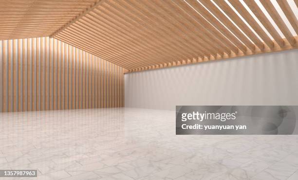3d rendering exhibition background - wood material architectural wall stock pictures, royalty-free photos & images