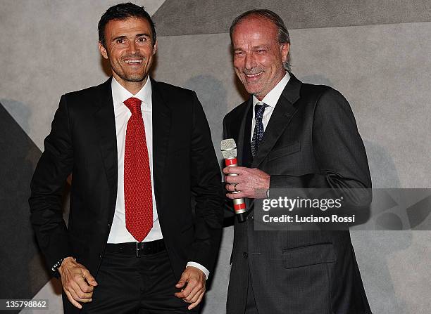 Roma coach Luis Enrique and sports director Walter Sabatini attends the AS Roma Christmas party at Maxxi Museum on December 14, 2011 in Rome, Italy.