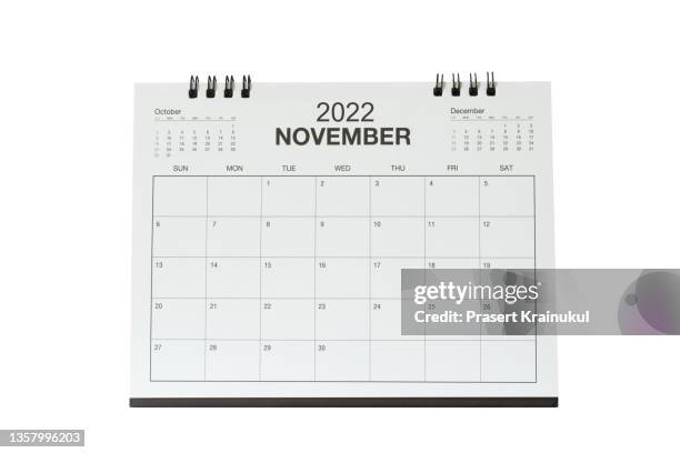 november. monthly dest calendar  for 2022 year - november stock-fotos und bilder