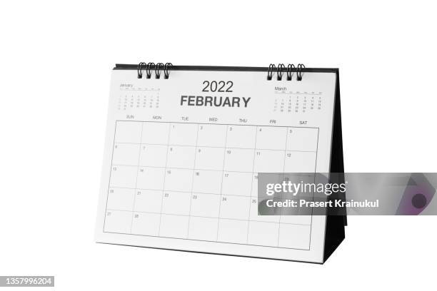 february. monthly dest calendar  for 2022 year - calendar isolated bildbanksfoton och bilder