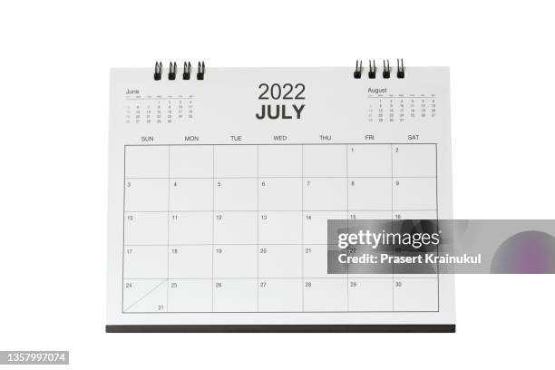 july. monthly dest calendar  for 2022 year - week seven stock pictures, royalty-free photos & images