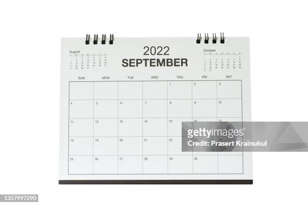september. monthly dest calendar  for 2022 year - septiembre fotografías e imágenes de stock