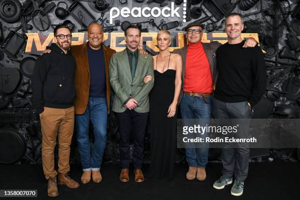 Jorma Taccone, Laurence Fishburne, Will Forte, Kristen Wiig, Billy Zane, and John Solomon attend the red carpet premiere & party for Peacock's new...