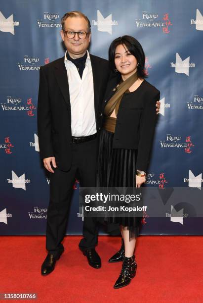 Adam T. Bernard and Tiffany Wu attend “Road Of Vengeance” Premiere Screening at The Montalban on December 08, 2021 in Hollywood, California.