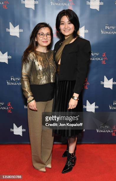 Tiffany Wu and mom attend “Road Of Vengeance” Premiere Screening at The Montalban on December 08, 2021 in Hollywood, California.