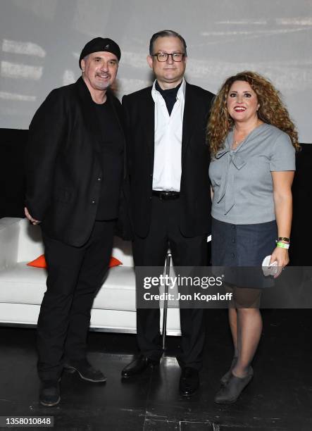 Fred Fontana, Adam T. Bernard and Salvy Maleki attend “Road Of Vengeance” Premiere Screening at The Montalban on December 08, 2021 in Hollywood,...