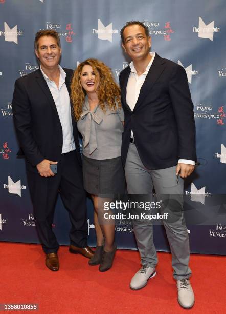 Mark Dayoub, Salvy Maleki and Ayman Khaleq attend “Road Of Vengeance” Premiere Screening at The Montalban on December 08, 2021 in Hollywood,...