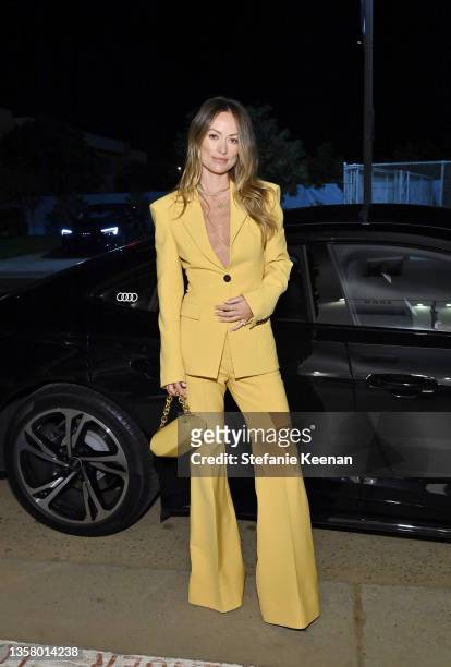 Olivia Wilde with the Audi e-tron GT attends Audi and Olivia Wilde's Sustainable Dinner Celebration on December 08, 2021 in Venice, California.