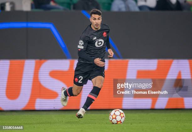 Mehmet Zeki Celik of Lille in action during the UEFA Champions League group G match between VfL Wolfsburg and Lille OSC at Volkswagen Arena on...