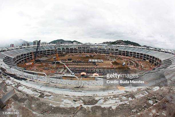 General view of the Maracana stadium during the renovation and upgrade process on December 01, 2011 in Rio de Janeiro, Brazil. Maracana is being...