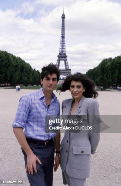 Tyrone Power Jr. Et Lynn Marshall Von Furstenberg à Paris, le 30 juillet 1986.