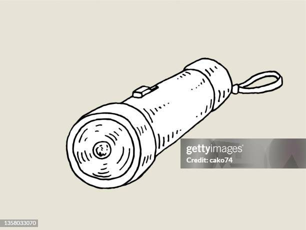 hand drawn flaslight - flashlight batteries stock illustrations