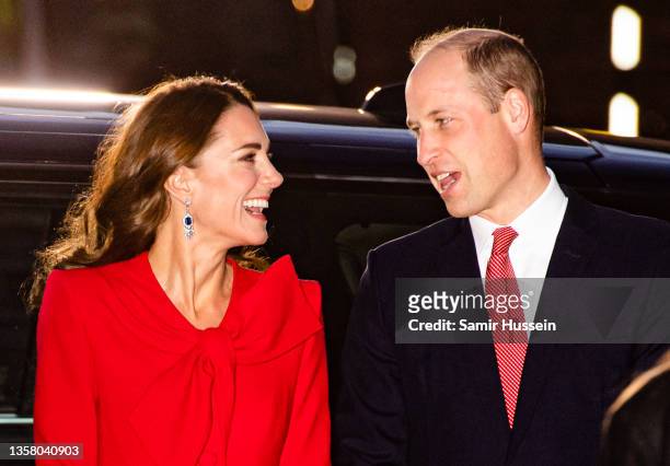 Prince William, Duke of Cambridge and Catherine, Duchess of Cambridge attend the "Together at Christmas" community carol service on December 08, 2021...