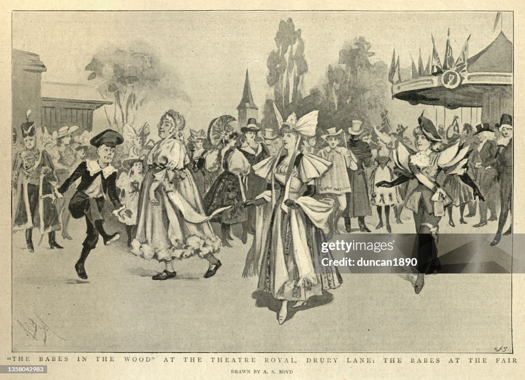 Scene from the Pantomime, Babes in the Wood, at the Theatre Royal, Drury Lane, Victorian