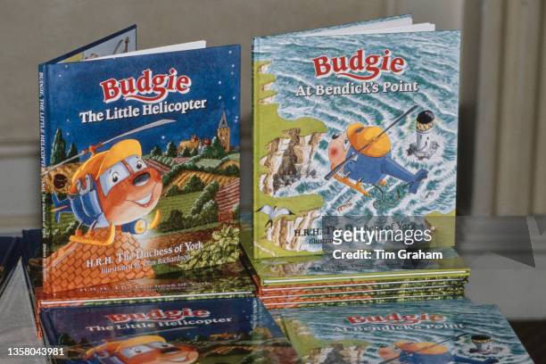 'Budgie the Little Helicopter' and 'Budgie at Bendick's Point', two of the 'Budgie the Little Helicopter' books, written by Sarah, Duchess Of York,...
